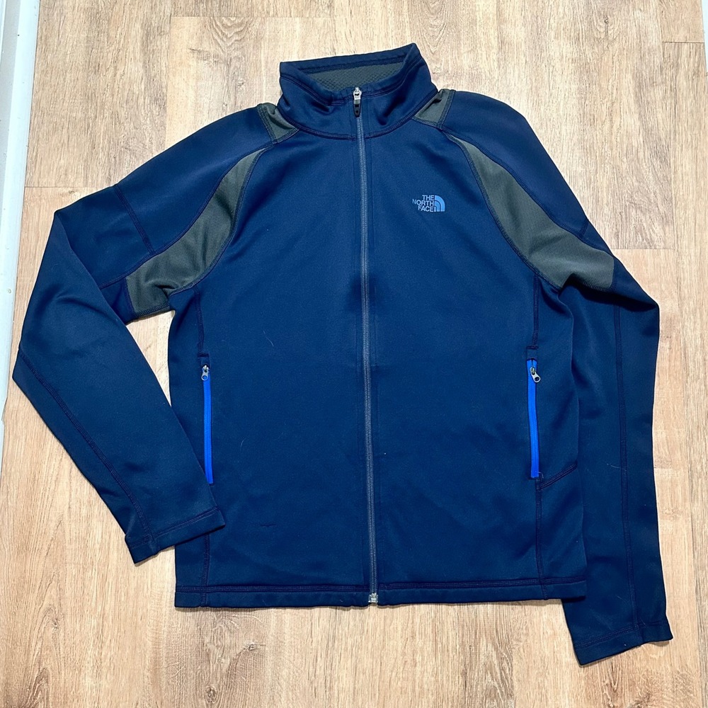 The North Face | Men's FlashDry Navy Blue Gray Performance Full‎ Zip Jacket, S